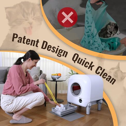 Automatic Self Cleaning Cat Litter Box, App Control Smart Litter Box with 100L X-Large Space, Superior Security System Protection with Dual Sensors, Odor Ventilating Pipe Protect Fresh Air in Kuwait