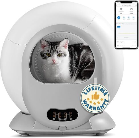 Self Cleaning Cat Litter Box, Scoop Free Automatic Cat Litter Box Extra Large Litter Box for Multiple Cats, Odor Removal Anti Pinch Kitty Litter Box, APP Control in Saudi Arabia