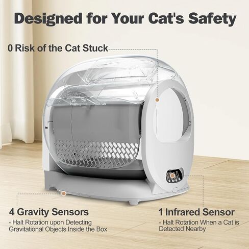 Self Cleaning Cat Litter Box, Scoop Free Automatic Cat Litter Box Extra Large Litter Box for Multiple Cats, Odor Removal Anti Pinch Kitty Litter Box, APP Control in Saudi Arabia