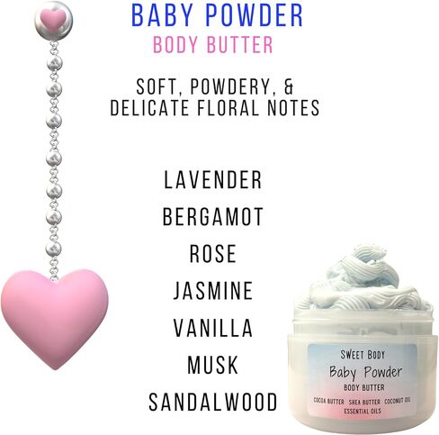 بودرة أطفال سوفليه بزبدة الجسم المخفوقة الكريمية| زبدة الشيا المغذية، زبدة الكاكاو، زيت جوز الهند، الزيوت العطرية | مرطب للجسم والقدمين واليدين 11 أونصة. in Kuwait