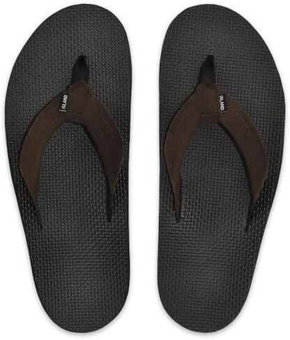 Island Slipper MAUKA Men's Ultrasuede Rubber Sandal (11, BLACK) in Kuwait