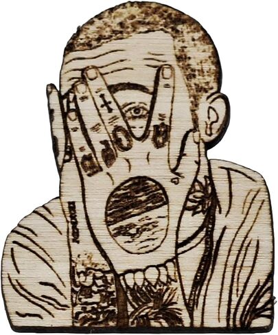 Mac Hands Tattoo Tribute Wood Lapel Pin in Saudi Arabia