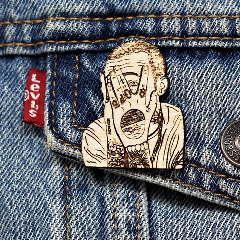 Mac Hands Tattoo Tribute Wood Lapel Pin in Saudi Arabia