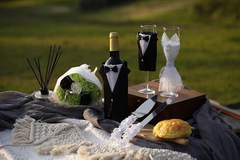 Wedding Tuxedo Dress Wine Glasses Handmade Bride and Groom Champagne Flutes for Toasting,Wedding Gifts,Bridal Shower Gifts,Wedding Favors,Couples Gifts,Wedding Decorations(set of 2) in Saudi Arabia