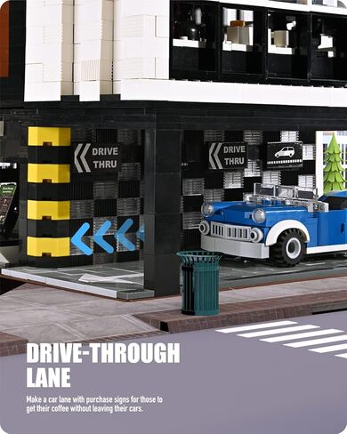 Nifeliz Street Modern Cafe، مجموعة نموذج مقهى MOC، لعبة بناء أنيقة مع مكعبات زهور لتقديم الهدايا للبالغين (2926 قطعة) in Kuwait