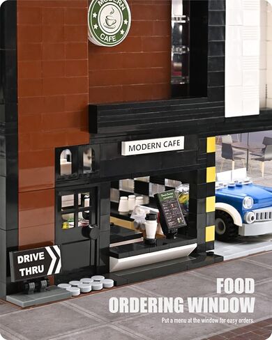 Nifeliz Street Modern Cafe، مجموعة نموذج مقهى MOC، لعبة بناء أنيقة مع مكعبات زهور لتقديم الهدايا للبالغين (2926 قطعة) in Kuwait
