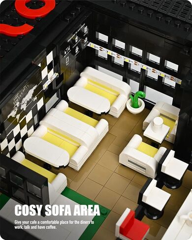 Nifeliz Street Modern Cafe، مجموعة نموذج مقهى MOC، لعبة بناء أنيقة مع مكعبات زهور لتقديم الهدايا للبالغين (2926 قطعة) in Kuwait