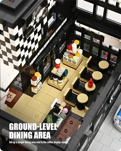 Nifeliz Street Modern Cafe، مجموعة نموذج مقهى MOC، لعبة بناء أنيقة مع مكعبات زهور لتقديم الهدايا للبالغين (2926 قطعة) in Kuwait