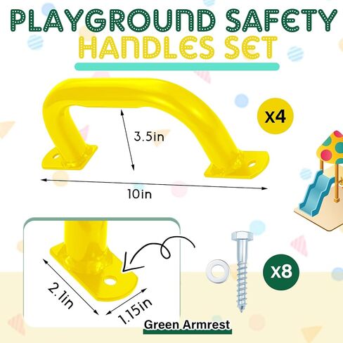 Dunzy 13'' Metal Playground Handles 4 Pack Swing Set Kids Safety Hand Grips for Playset for Outdoor Games Playhouse Treehouse Gym Climbing Wall Swing Backyard Accessories(Yellow) in Saudi Arabia