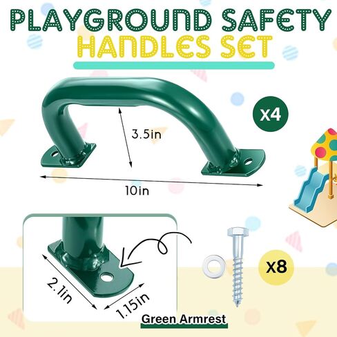 Dunzy 13'' Metal Playground Handles 4 Pack Swing Set Kids Safety Hand Grips for Playset for Outdoor Games Playhouse Treehouse Gym Climbing Wall Swing Backyard Accessories(Yellow) in Saudi Arabia