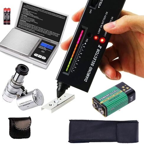 Diamond Tester Pen, High Accuracy Jewelry Diamond Tester＋200g/0.01g Mini Jewelry Scale＋60X Mini LED Magnifying, Professional Diamond Selector for Novice and Expert, Thermal Conductivity Meter in Saudi Arabia