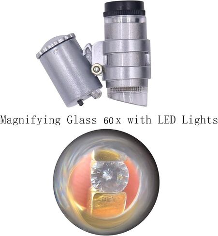 Diamond Tester Pen, High Accuracy Jewelry Diamond Tester＋200g/0.01g Mini Jewelry Scale＋60X Mini LED Magnifying, Professional Diamond Selector for Novice and Expert, Thermal Conductivity Meter in Saudi Arabia