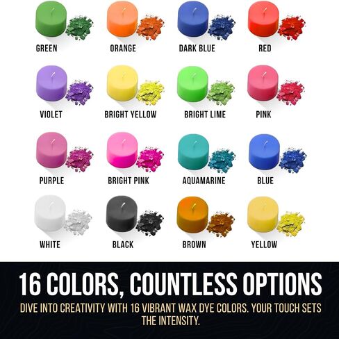 Candle Color Dye for Soy Wax - 16 Colors (3g Each) Candle Wax Dye for Candle Making | Natural Cosmetic Grade Candle Dyes for Candle Making | Candle Wax Color Dye in Saudi Arabia
