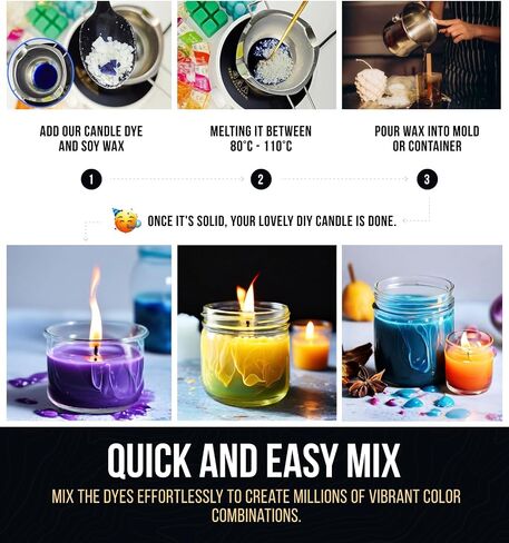 Candle Color Dye for Soy Wax - 16 Colors (3g Each) Candle Wax Dye for Candle Making | Natural Cosmetic Grade Candle Dyes for Candle Making | Candle Wax Color Dye in Saudi Arabia