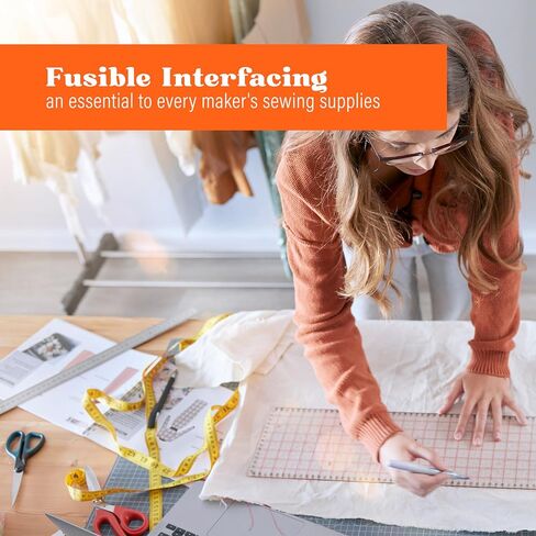 Fabric Interfacing Embroidery Supplies Kit, Cotton Ultra Lightweight Fusible Interfacing and Polyester Soft Stitch for Fabric Sewing and Embroidery, 2 Rolls in Saudi Arabia