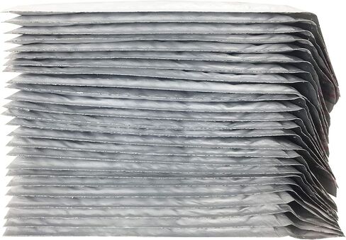 Amazon Basics Poly Bubble Mailer, Self-Seal, 4" x 8" (Internal Size - 3.75" x 7"), 25-Pack, white/grey in Saudi Arabia