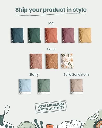 Impack Biodegradable Mailers - 10x13" 25 Pack - Tamper-Evident & Self-Sealing Shipping Envelopes for Small Businesses - Printed, Waterproof Mailing Bags - Tear & Puncture-Proof - Floral 2D Rosy Brown in Kuwait
