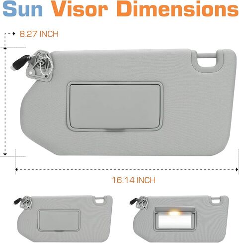 Gray Left Driver Side Sun Visor with Light for 2013-2018 Nissan Pathfinder / 2014-2017 Infiniti QX60 / 2013 Infiniti JX35, Replacement 96401-9PB0A Visor Assembly in Saudi Arabia