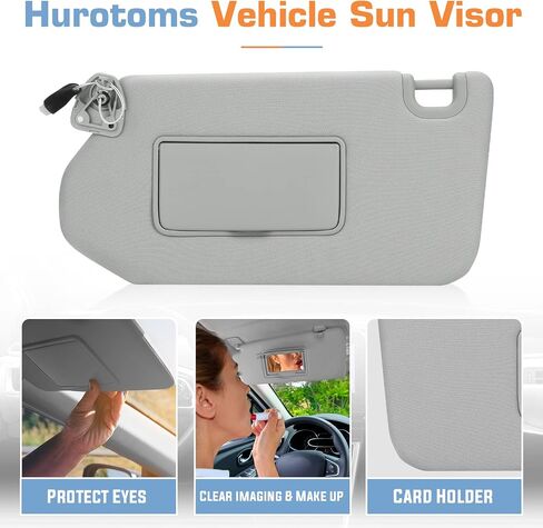 Gray Left Driver Side Sun Visor with Light for 2013-2018 Nissan Pathfinder / 2014-2017 Infiniti QX60 / 2013 Infiniti JX35, Replacement 96401-9PB0A Visor Assembly in Saudi Arabia