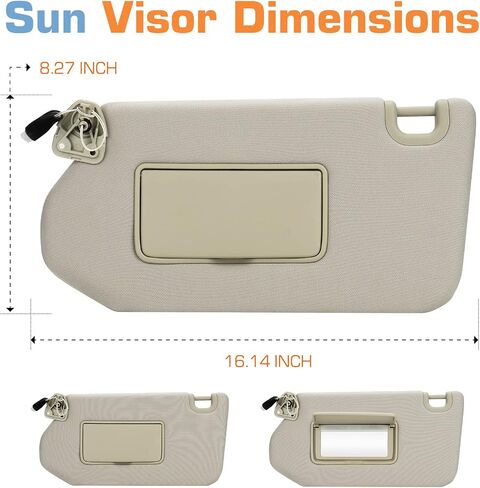 Gray Left Driver Side Sun Visor with Light for 2013-2018 Nissan Pathfinder / 2014-2017 Infiniti QX60 / 2013 Infiniti JX35, Replacement 96401-9PB0A Visor Assembly in Saudi Arabia