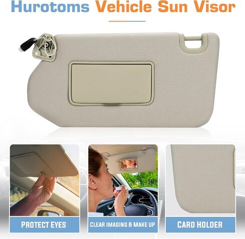 Gray Left Driver Side Sun Visor with Light for 2013-2018 Nissan Pathfinder / 2014-2017 Infiniti QX60 / 2013 Infiniti JX35, Replacement 96401-9PB0A Visor Assembly in Saudi Arabia