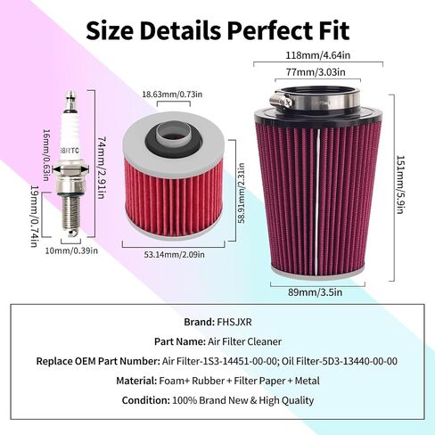 YFM700 Air Filter & Oil Filter Spark Plug Kit for Yamaha YFM700 Raptor 2006-2021/ YFM700R Raptor 2013-2021/ YFM700R Raptor SE 2013-2021 1S3-14451-00-00 in Saudi Arabia