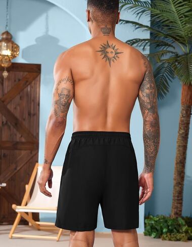 شورت سباحة رجالي مقاس 7 بوصات ملابس سباحة سريعة الجفاف مع بطانة شبكية لبدلات السباحة in Kuwait