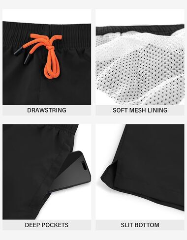 شورت سباحة رجالي مقاس 7 بوصات ملابس سباحة سريعة الجفاف مع بطانة شبكية لبدلات السباحة in Kuwait