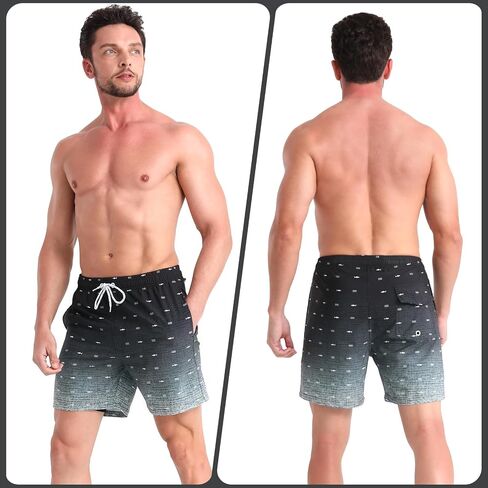 zeetoo Mens Swim Trunks with Compression Liner 5.5" Inseam Quick Dry Board Shorts Swim Shorts in Kuwait