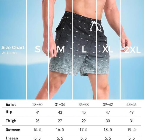 zeetoo Mens Swim Trunks with Compression Liner 5.5" Inseam Quick Dry Board Shorts Swim Shorts in Kuwait