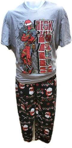 Marvel Deadpool Deck The Halls Men's Two Piece Pajama Set in Saudi Arabia