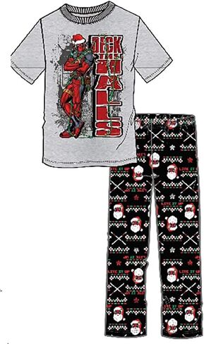 Marvel Deadpool Deck The Halls Men's Two Piece Pajama Set in Saudi Arabia