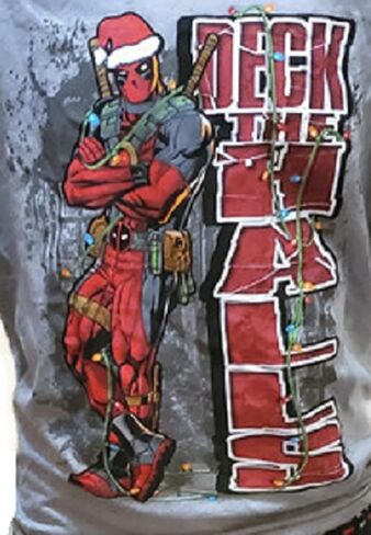 Marvel Deadpool Deck The Halls Men's Two Piece Pajama Set in Saudi Arabia