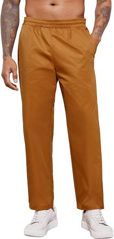 بنطلون كاجوال رجالي من PASLTER بخصر مطاطي برباط وفضفاضة مع جيوب in Kuwait