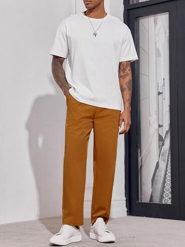 بنطلون كاجوال رجالي من PASLTER بخصر مطاطي برباط وفضفاضة مع جيوب in Kuwait