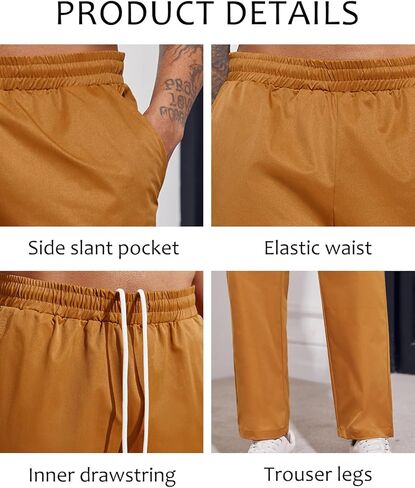 بنطلون كاجوال رجالي من PASLTER بخصر مطاطي برباط وفضفاضة مع جيوب in Kuwait