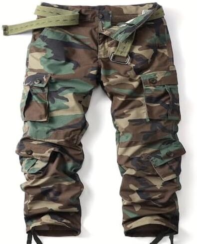 بنطال Camo متعدد الجيوب للرجال ذو ساق مستقيمة، سروال كاجوال للاستخدام الخارجي، سروال عمل تكتيكي للرجال. in Saudi Arabia