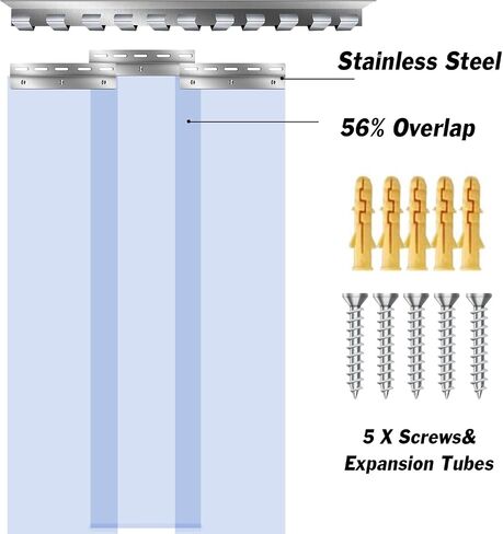 6PCS Plastic Strip Door Curtain, 84" Height X 36" Width, 0.08 Inch Thickness Standard Clear PVC Curtain Strip with 56% Overlap for 3' X 7' Doors in Saudi Arabia