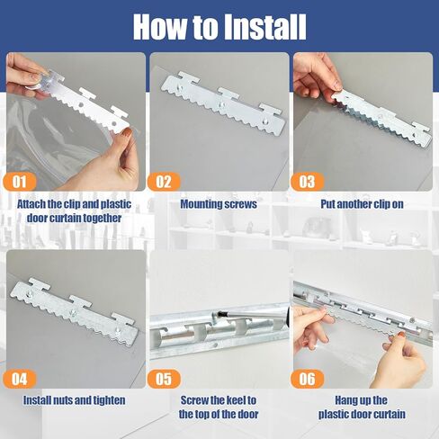 طقم ستائر باب بشريط PVC مكون من 12 قطعة من Peryiter مقاس 72 بوصة عرض × 84 بوصة ارتفاع ستارة باب فريزر شفافة قياسية للمشي التجاري في بوابة جراج المستودعات المبردة مناسبة للأبواب مقاس 6 × 7 بوصات in Kuwait