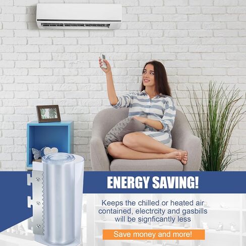 طقم ستائر باب بشريط PVC مكون من 12 قطعة من Peryiter مقاس 72 بوصة عرض × 84 بوصة ارتفاع ستارة باب فريزر شفافة قياسية للمشي التجاري في بوابة جراج المستودعات المبردة مناسبة للأبواب مقاس 6 × 7 بوصات in Kuwait