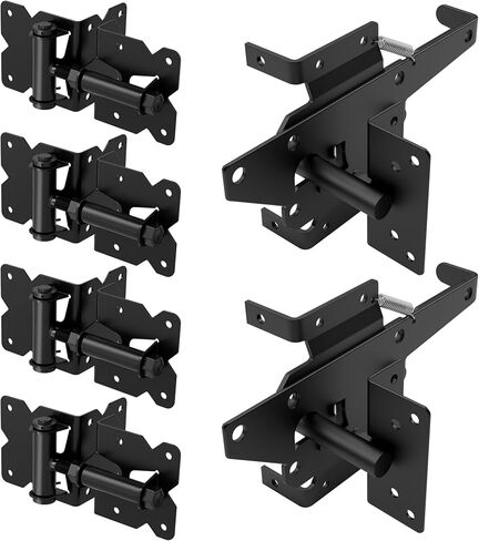 ZEKOO Stainless Steel Vinyl Fence Gate kit, Self Closing Gate Hinges and Latch, Rust Proof, Use for Vinyl Fence Gate and Wood Fences Gate, Heavy Duty 1 Gate Latch 2 Gate Hinges (White) in Saudi Arabia