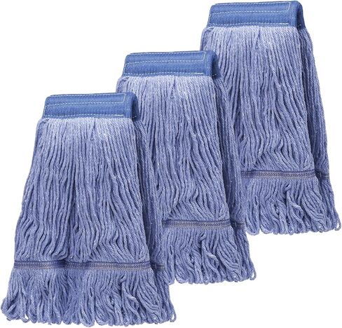 3 Pack Commercial Replace Mop Head, Reusable Mop Head Refills-Replacement Mop Heads Suitable for Heavy Commercial Industrial Residential Areas,Wet Industrial Cotton Looped End String Mop Head (Blue) in Saudi Arabia