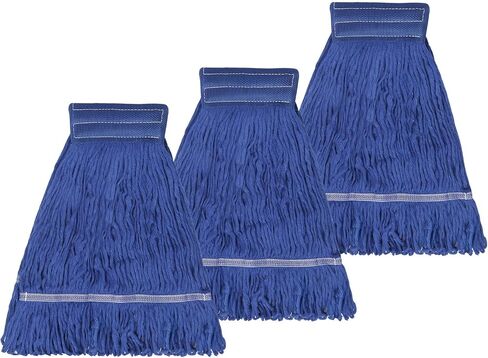 3 Pack Commercial Replace Mop Head, Reusable Mop Head Refills-Replacement Mop Heads Suitable for Heavy Commercial Industrial Residential Areas,Wet Industrial Cotton Looped End String Mop Head (Blue) in Saudi Arabia