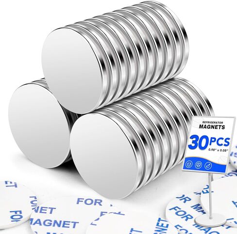 LOVIMAG Neodymium Disc Magnets, 30Pcs Small Round Magnets, Strong Rare Earth Magnets with Double-Sided Adhesive for Office, DIY, Building, Scientific, Craft and Fridge Magnets - 0.98x0.08 inch in Saudi Arabia