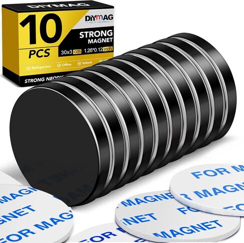 DIYMAG Powerful Neodymium Disc Magnets with Double-Sided Adhesive, Strong Permanent Rare Earth Magnets for Fridge, DIY, Building, Scientific, Craft, and Office Magnets, 1.26 inch Diameter, Pack of 6 in Kuwait