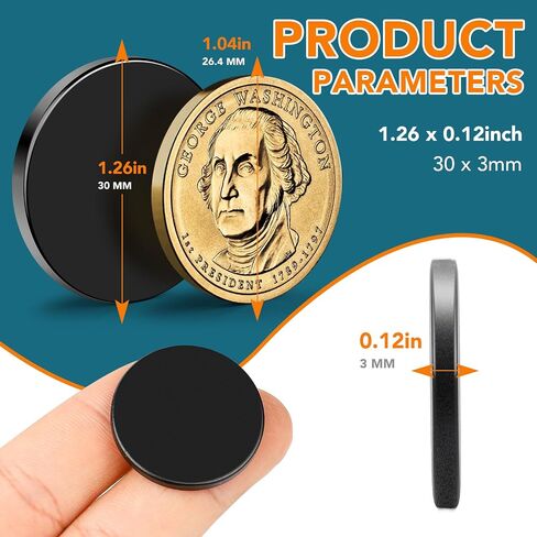 DIYMAG Powerful Neodymium Disc Magnets with Double-Sided Adhesive, Strong Permanent Rare Earth Magnets for Fridge, DIY, Building, Scientific, Craft, and Office Magnets, 1.26 inch Diameter, Pack of 6 in Kuwait