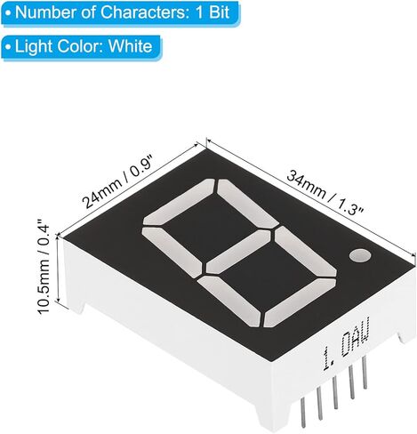 أنبوب رقمي بشاشة LED من PATIKIL، 5 عبوات 7 شرائح 10 دبوس 1 بت 0.9 بوصة × 1.3 بوصة × 0.4 بوصة وحدة عرض LED كاثود مشترك 3.3 فولت للوحة القيادة الإلكترونية، أبيض in Kuwait