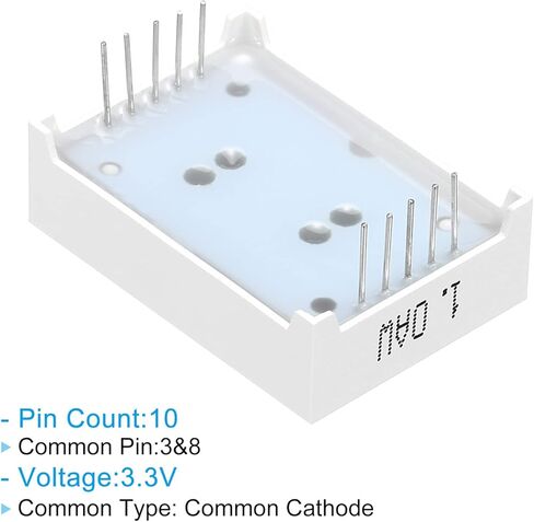 أنبوب رقمي بشاشة LED من PATIKIL، 5 عبوات 7 شرائح 10 دبوس 1 بت 0.9 بوصة × 1.3 بوصة × 0.4 بوصة وحدة عرض LED كاثود مشترك 3.3 فولت للوحة القيادة الإلكترونية، أبيض in Kuwait