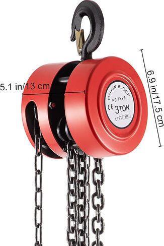 VEVOR Hand Chain Hoist, 2200 lbs /1 Ton Capacity Chain Block, 20ft/6m Lift Manual Hand Chain Block, Manual Hoist w/Industrial-Grade Steel Construction for Lifting Good in Transport & Workshop, Yellow in Saudi Arabia