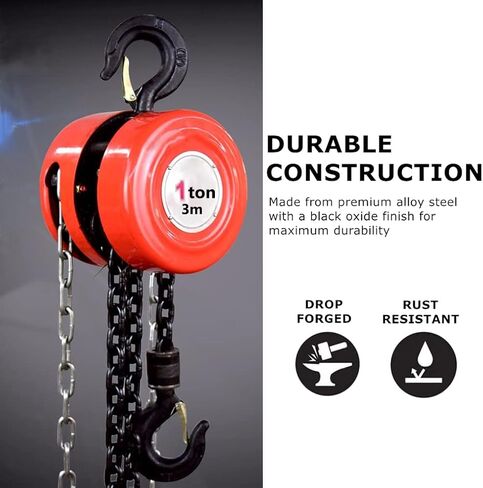 Manual Chain Hoist | 1 Ton/2000 lbs Capacity | 10’ Lift | 2 Hooks | Manual Hand Lift Steel Chain Block Hoist (1T) in Kuwait